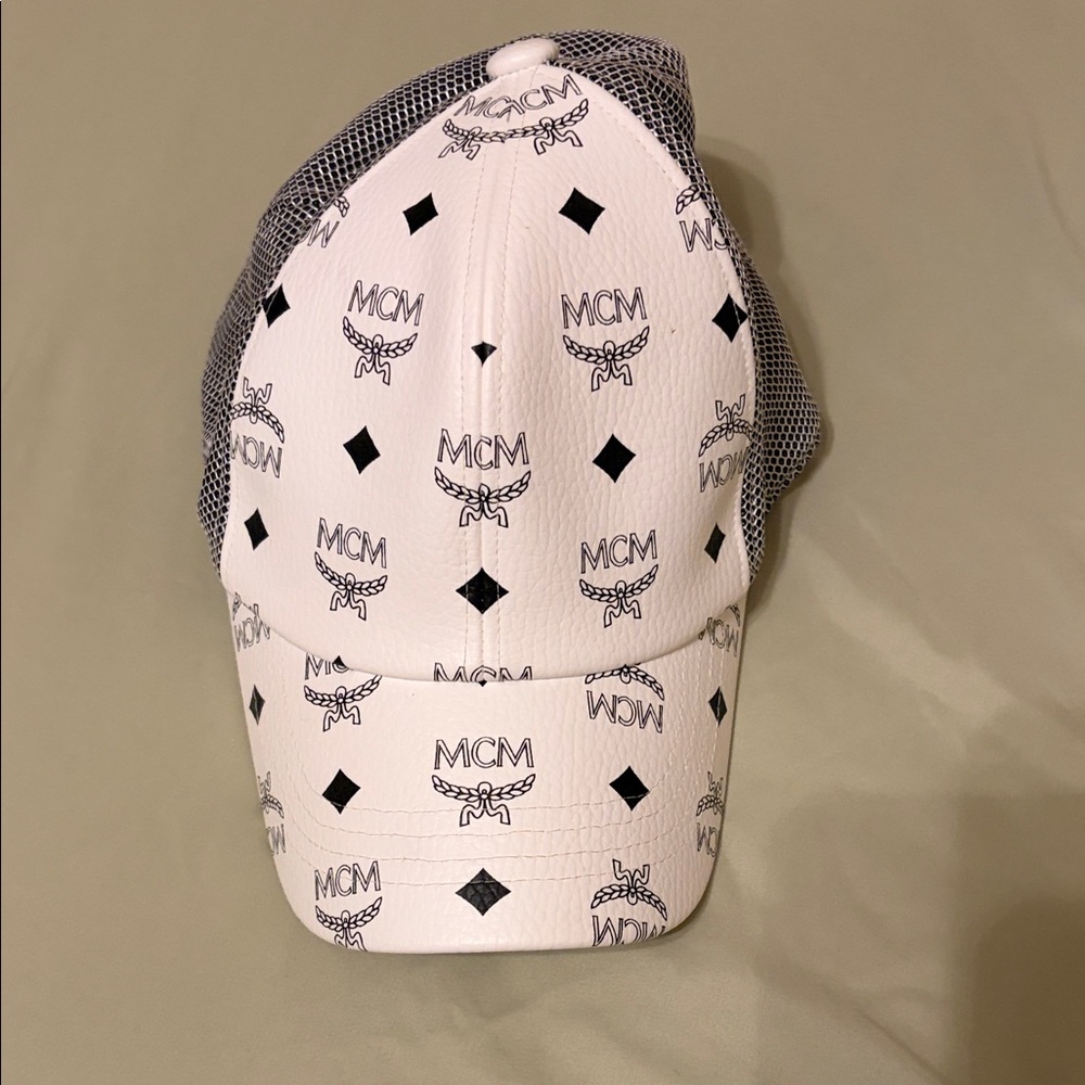 MCM White and Black Logo Mesh-Back Cap